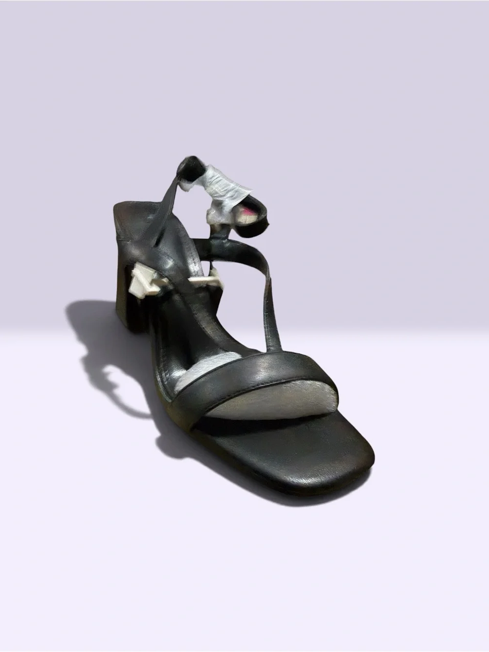 Black Strappy Women's Sandal with Gold Accent -